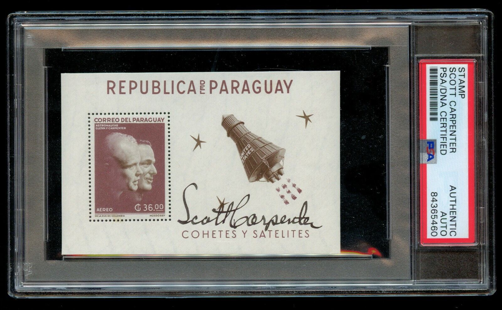 Scott Carpenter signed autograph auto Stamp Mercury 7 NASA Astronaut PSA Slabbed