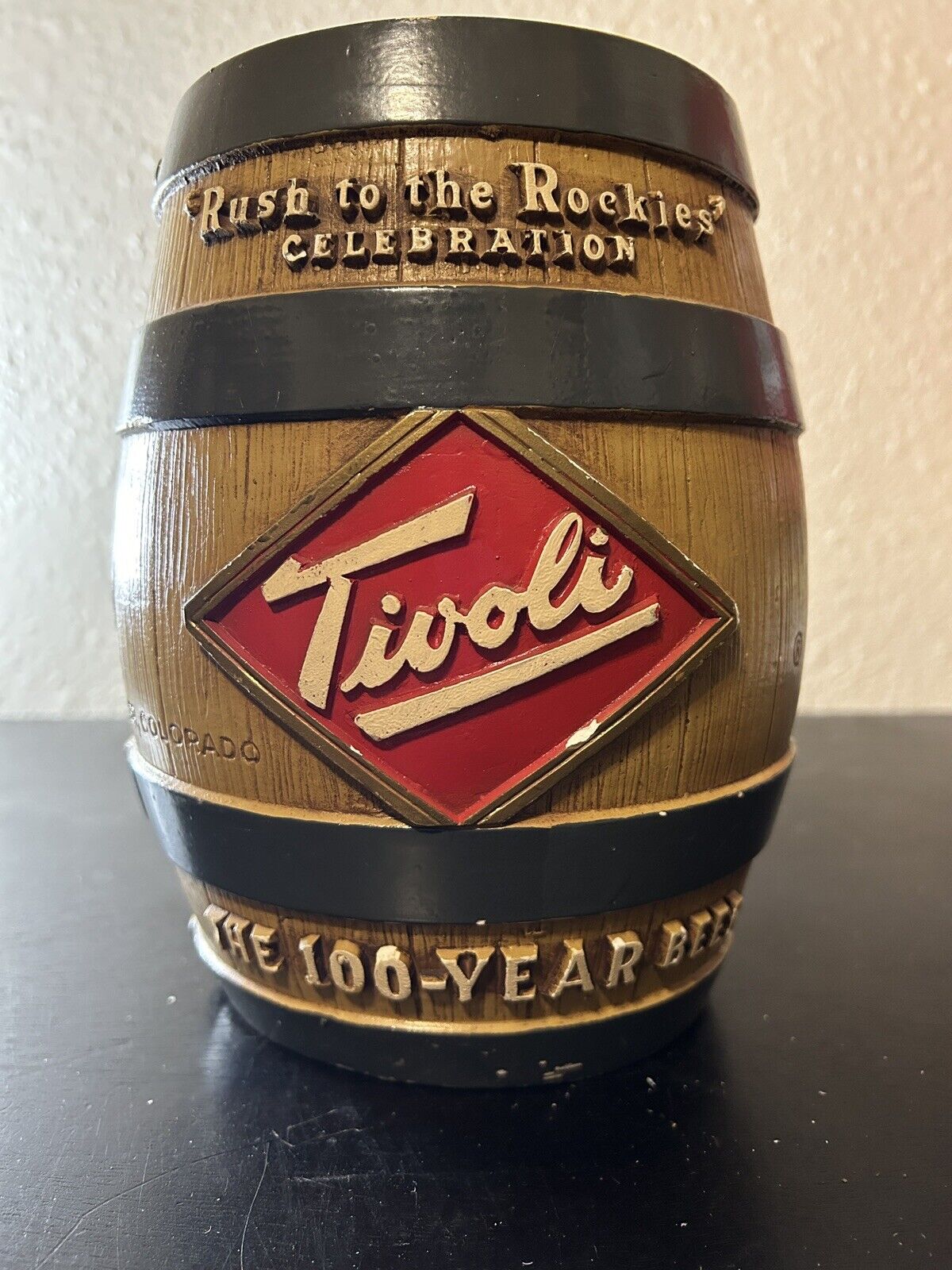 Rare Vintage Tivoli Beer Barrel Coin Bank Denver, Colorado 9” Tall x 6” Wide