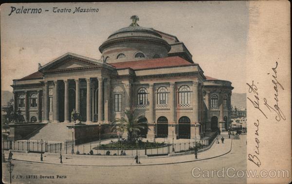 Italy Palermo-Teatro Massimo Postcard Vintage Post Card