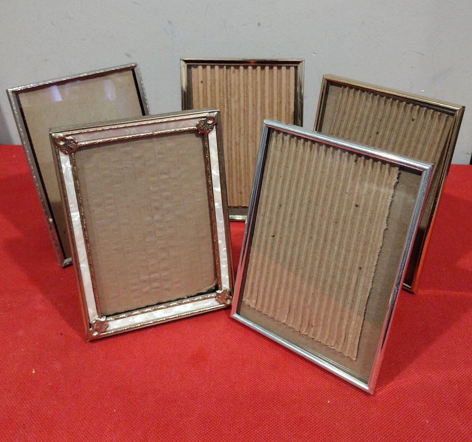 Lot Of 5 - Vintage Metal Picture Frames Easel Fits Photo Size 5\