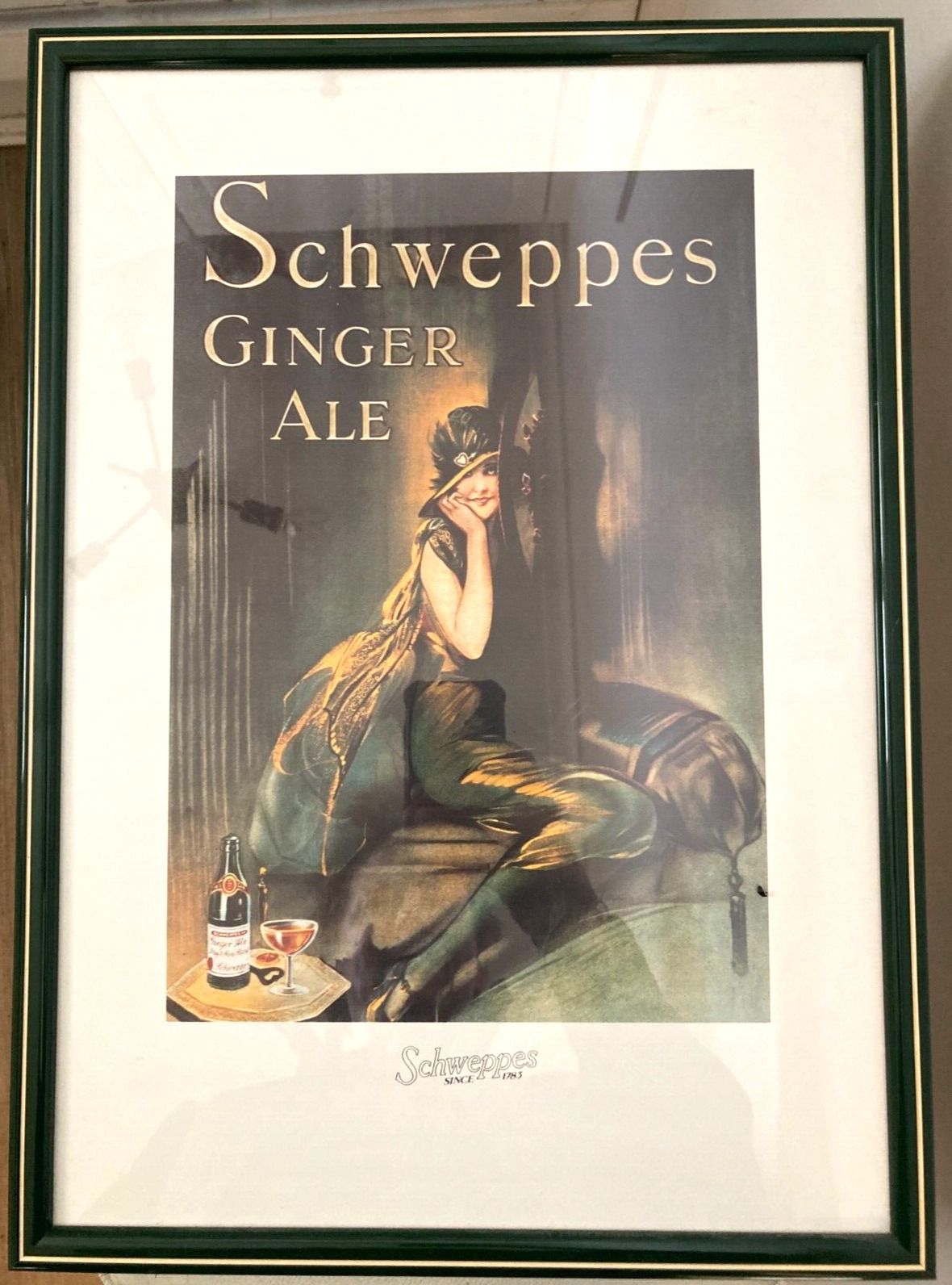 Retro Schweppes Ginger Ale Framed Ad Poster 44 x 32cms