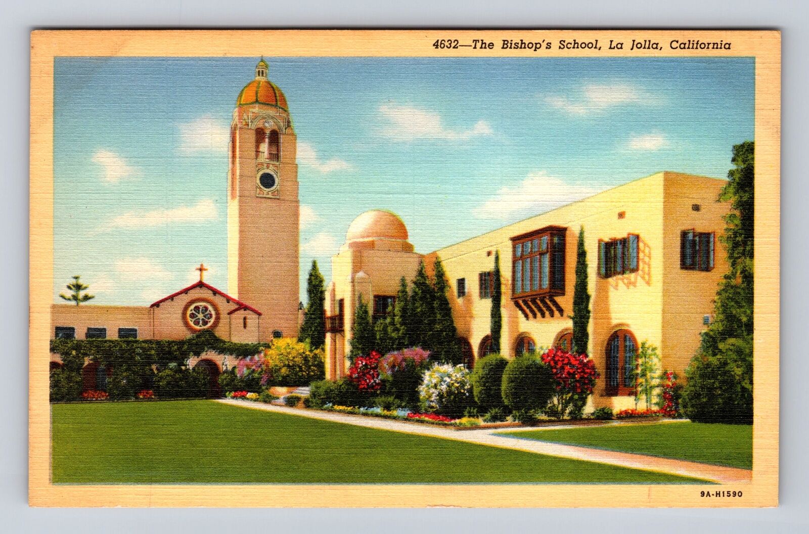 La Jolla CA-California, The Bishop\'s School, Antique, Vintage Souvenir Postcard