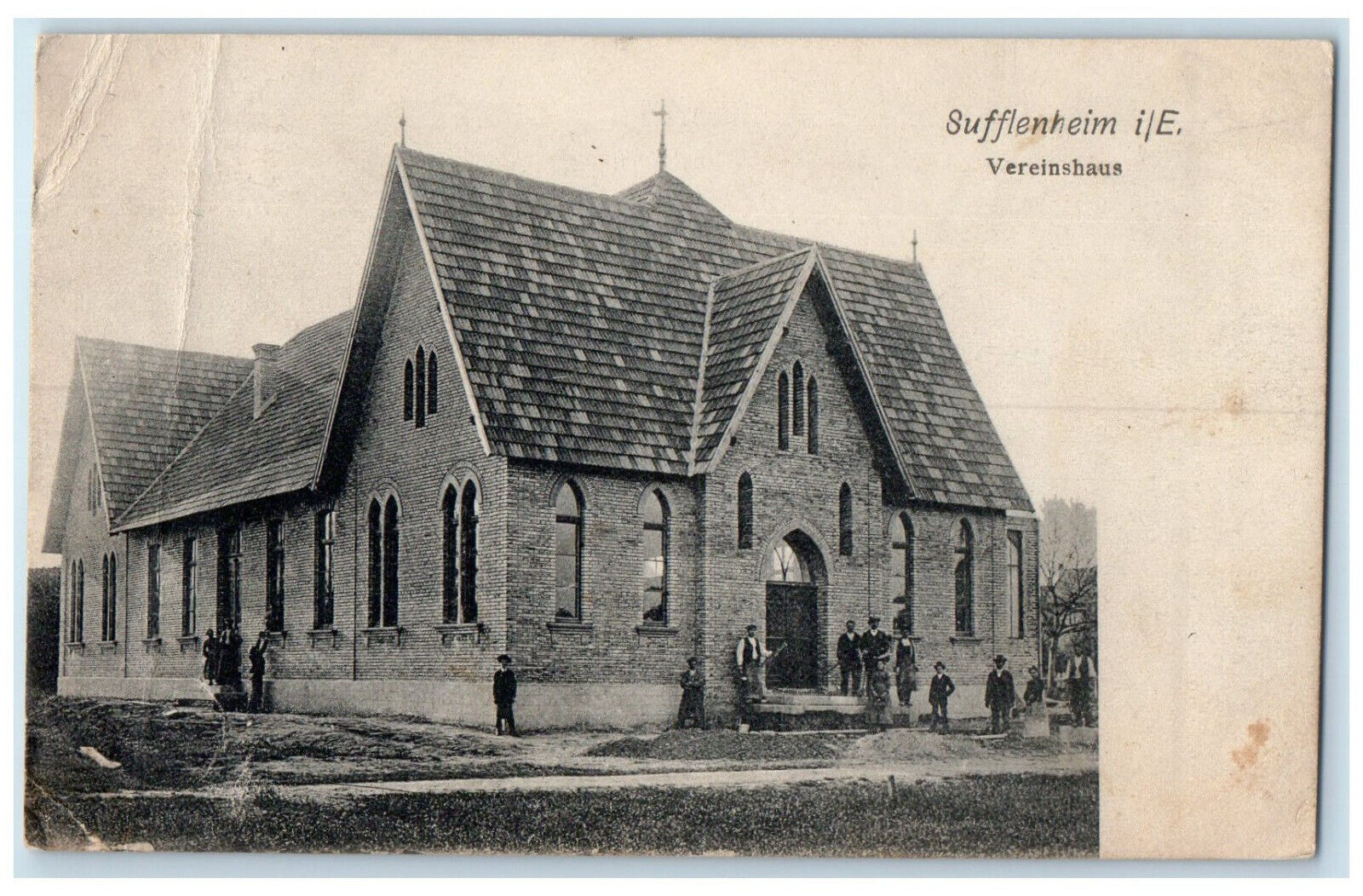 c1920\'s View of Soufflenheim Vereinshaus France Unposted Antique Postcard