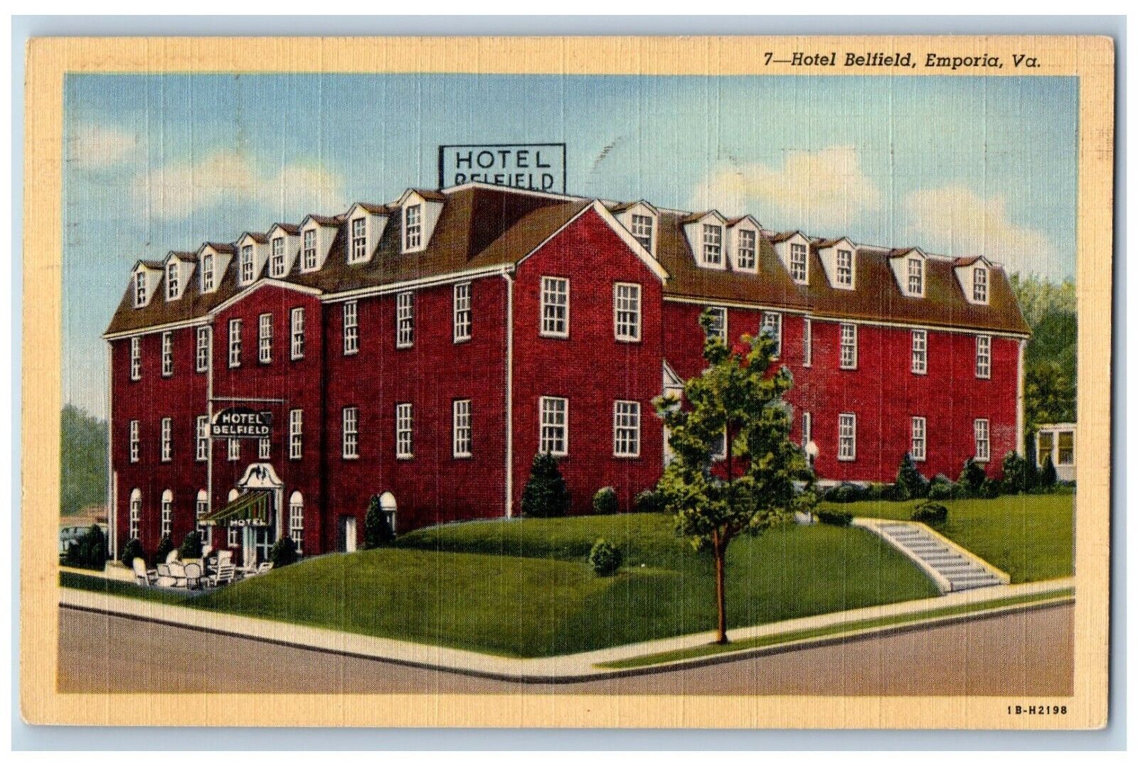 Emporia Virginia Postcard Hotel Belfield Exterior Building c1945 Vintage Antique