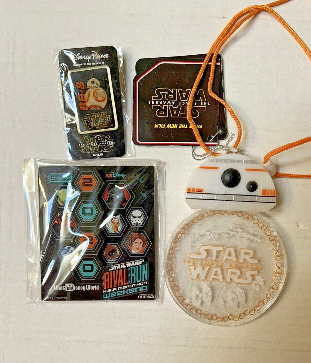 Lot Of 3 Disney Star Wars: Rival Run Half Marathon, BB-8 light up & pin NWT
