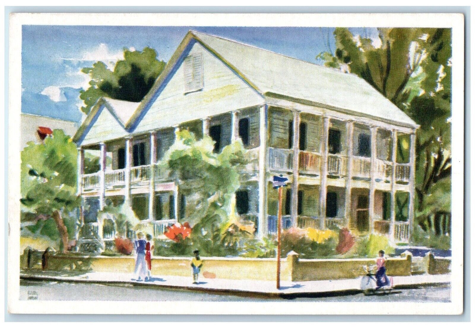 c1940 House Bahamas Painting Avery Johnson Key West Florida FL Unposted Postcard