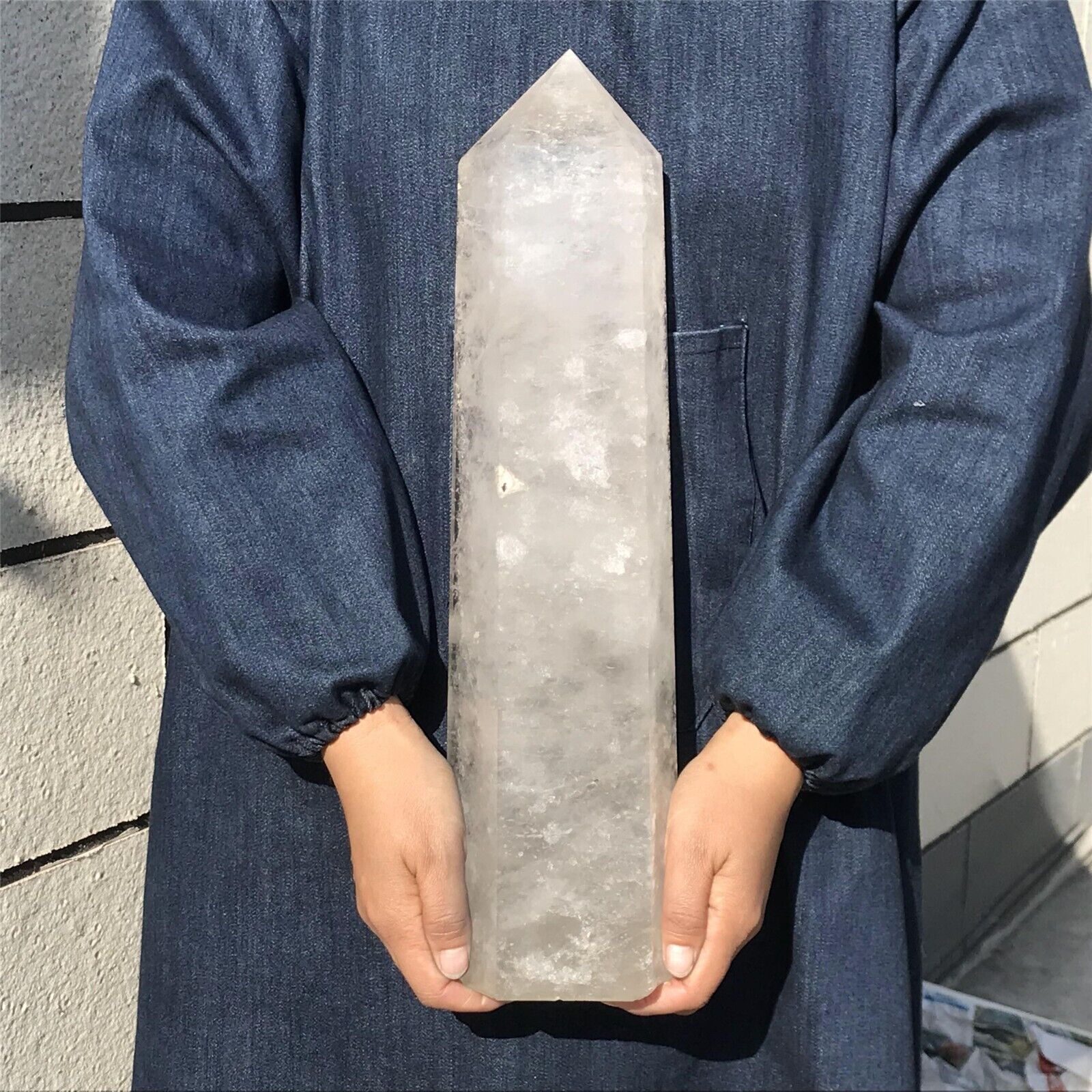 11.04LB Natural Clear Quartz Obelisk Quartz Crystal Point Wand Healing XA4319