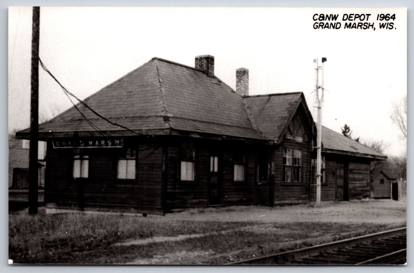 Grand Marsh Wisconsin~C&NW Railroad Depot~1964 RPPC