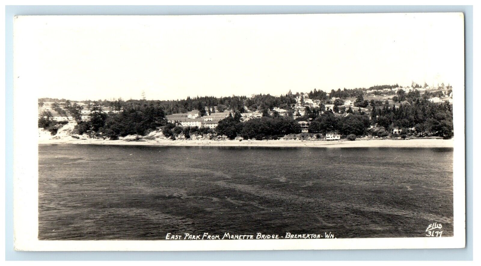 c1940\'s East Park From Manette Bridge Bremerton WA RPPC Photo Ellis Postcard