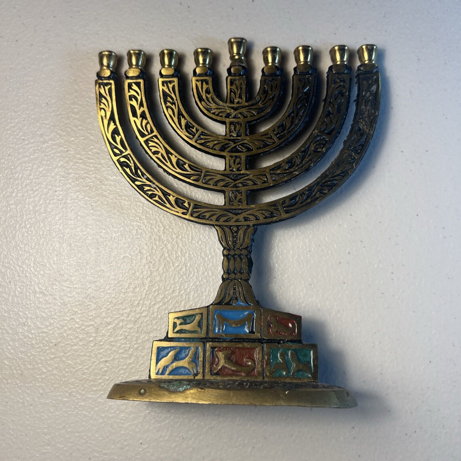 vintage brass Hanukiah israel