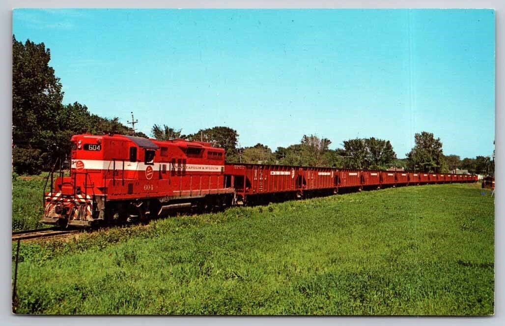 eStampsNet - GP9 with Hopper Train, Minneapolis & St. Louis Railroad Postcard 