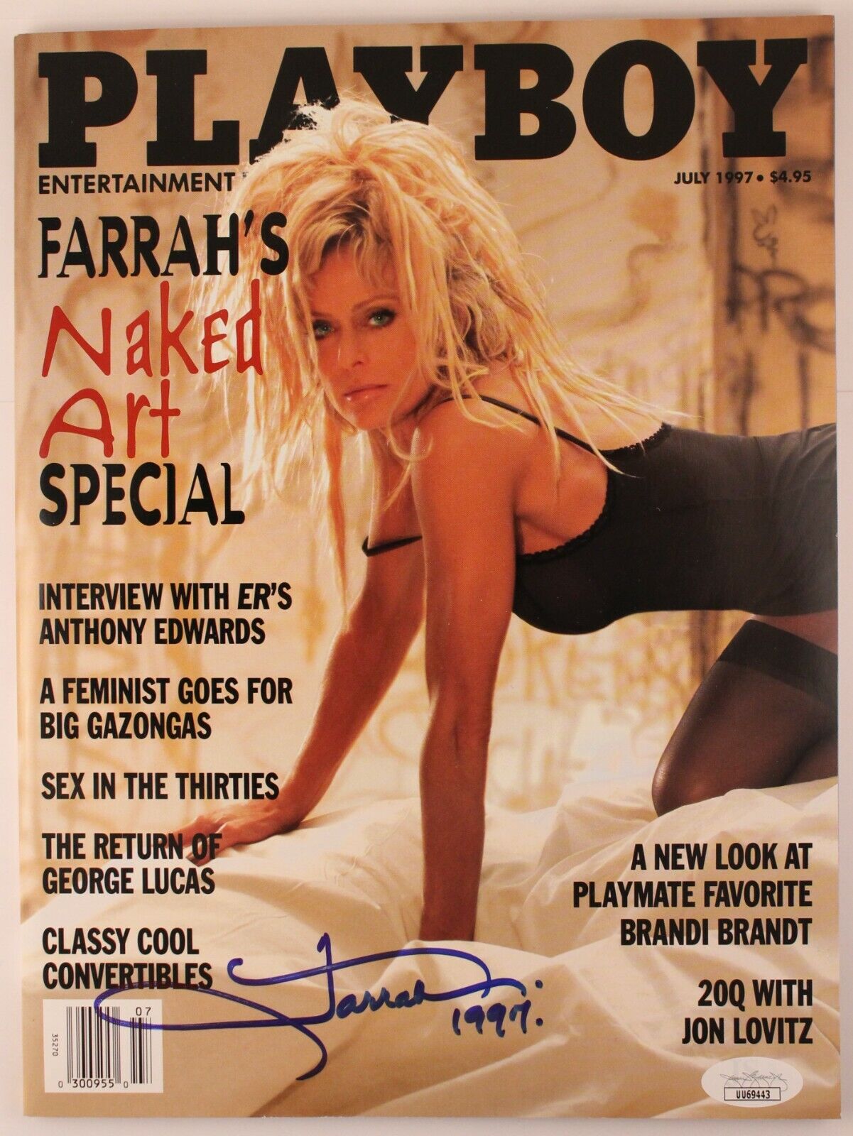 Farrah Fawcett Signed Playboy Magazine July 1997 JSA Authenticated Rare