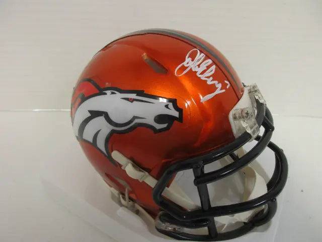 John Elway of the Denver Broncos signed autographed mini football helmet PAAS CO