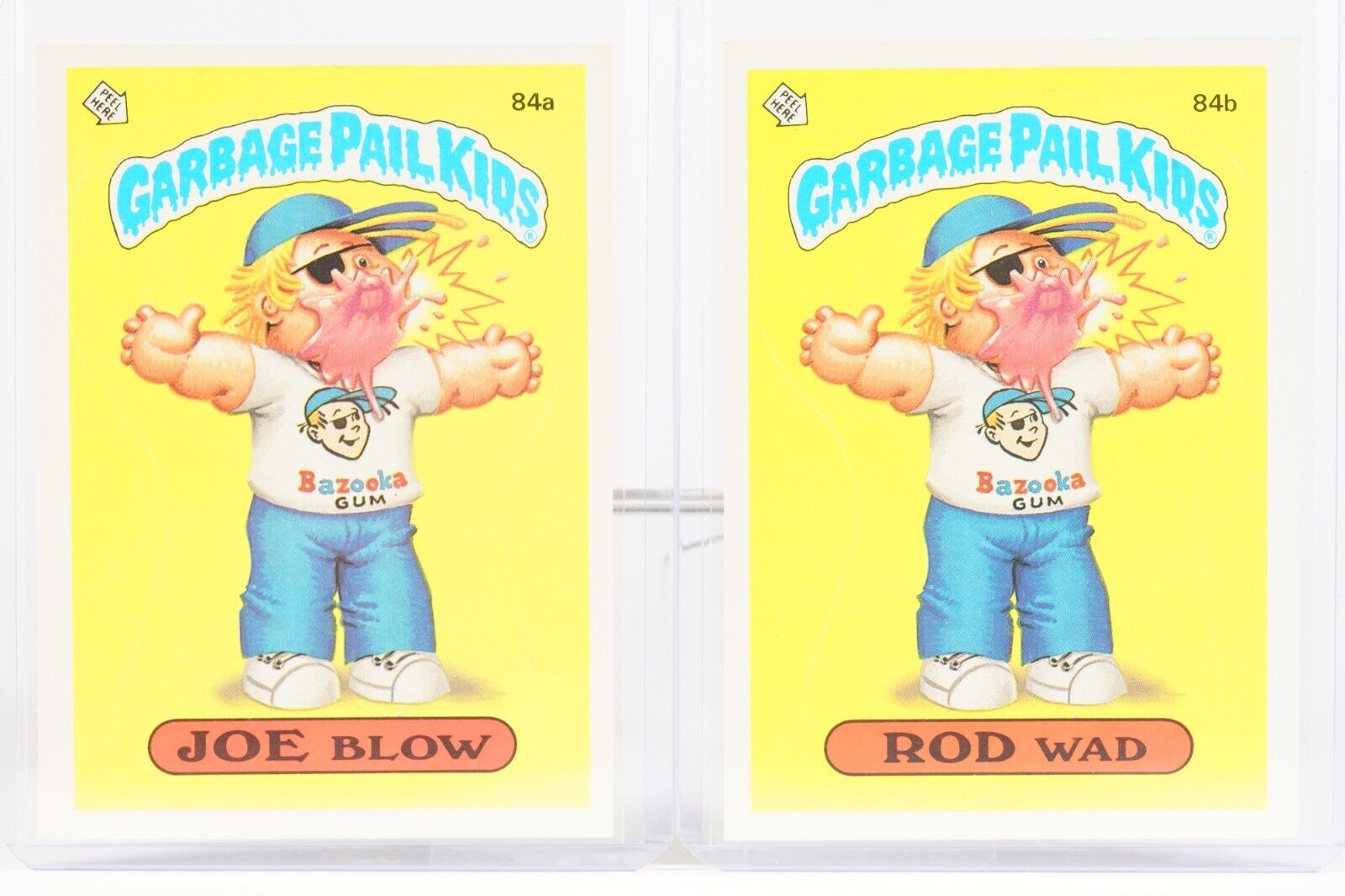 Joe Blow 84a / Rod Wad 84b Glossy Back Card Set 1986 Topps Sticker Cards