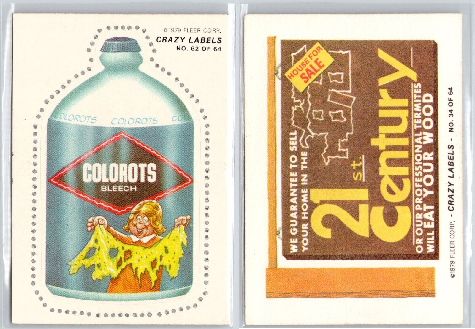 1979 Fleer Crazy Labels Sticker Trading Cards  - You Pick - Complete Your Set