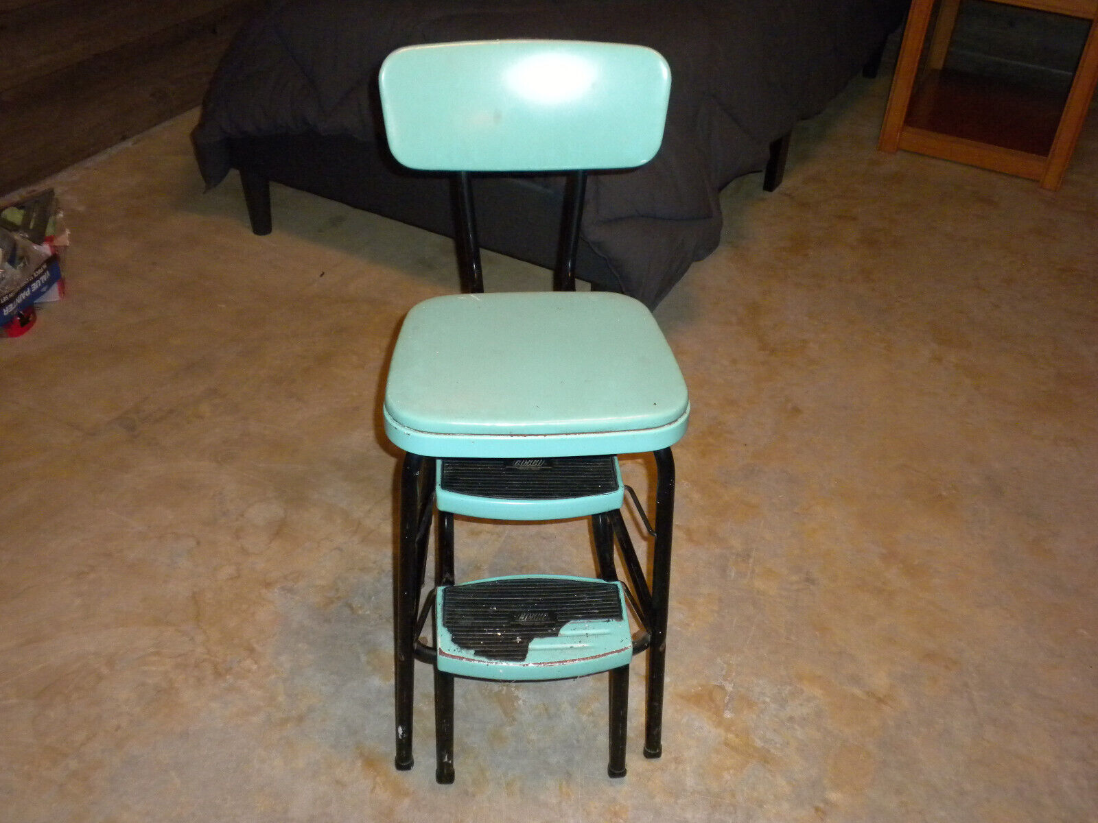 LOTS OF WEAR Vintage Cosco Greenish-Blueish Pull Out Step Stool 36\