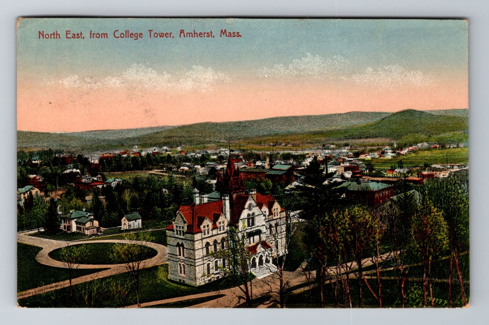 Amherst, MA-Massachusetts, Scenic View From College Tower, Vintage Postcard