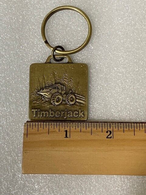Timberjack BRASS Key Chain Skidder with Logs and Forest Solid Metal Durable