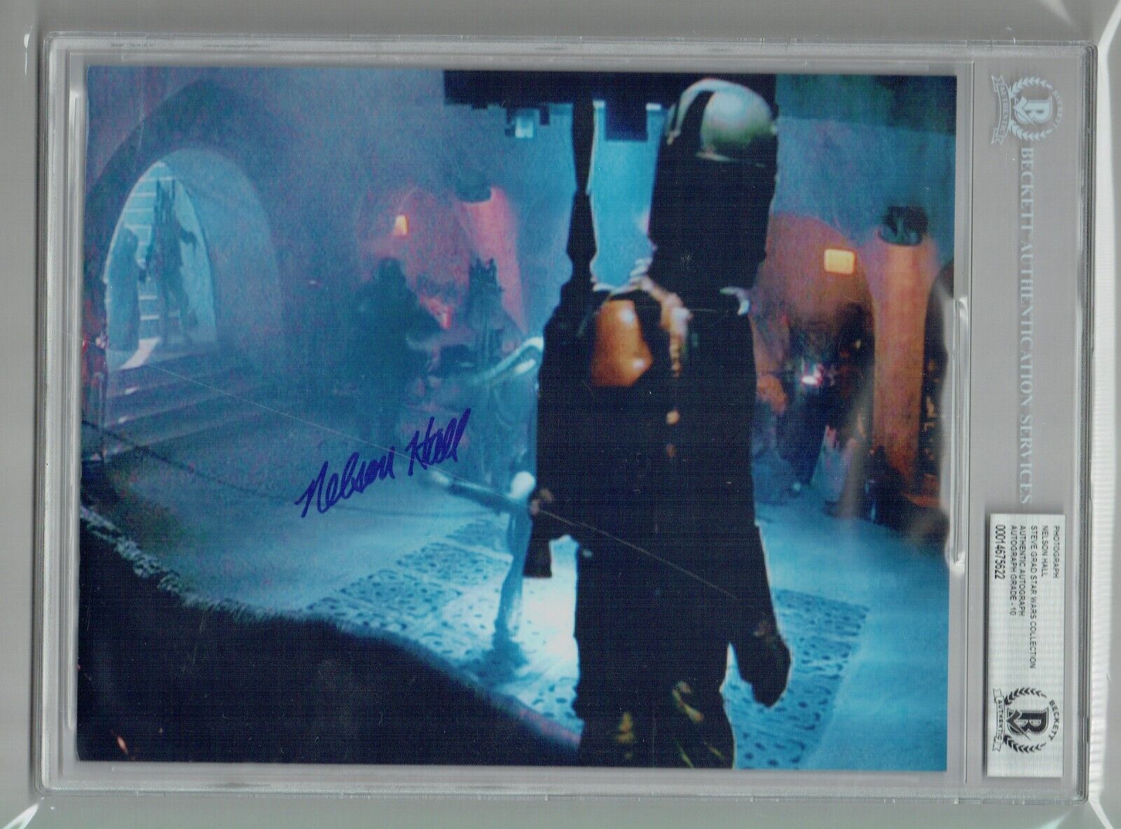 Nelson Hall signed 8x10 Photo Operator Star Wars Autograph Grade 10 BAS Slabbed
