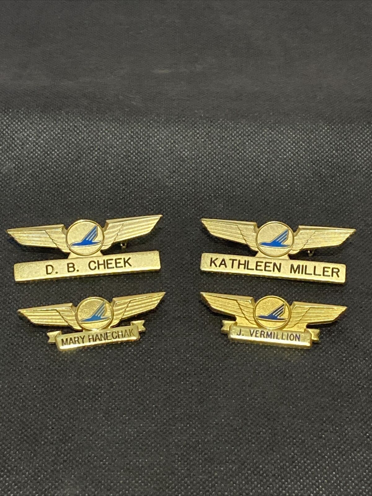 Rare Vintage Piedmont Airlines Metal Employee Pin Back Name Badges