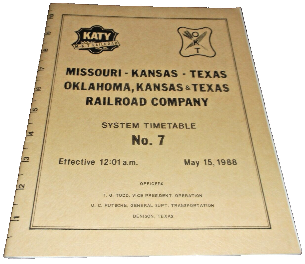 MAY 1988 MKT OKT KATY MISSOURI KANSAS TEXAS SYSTEM EMPLOYEE TIMETABLE #7