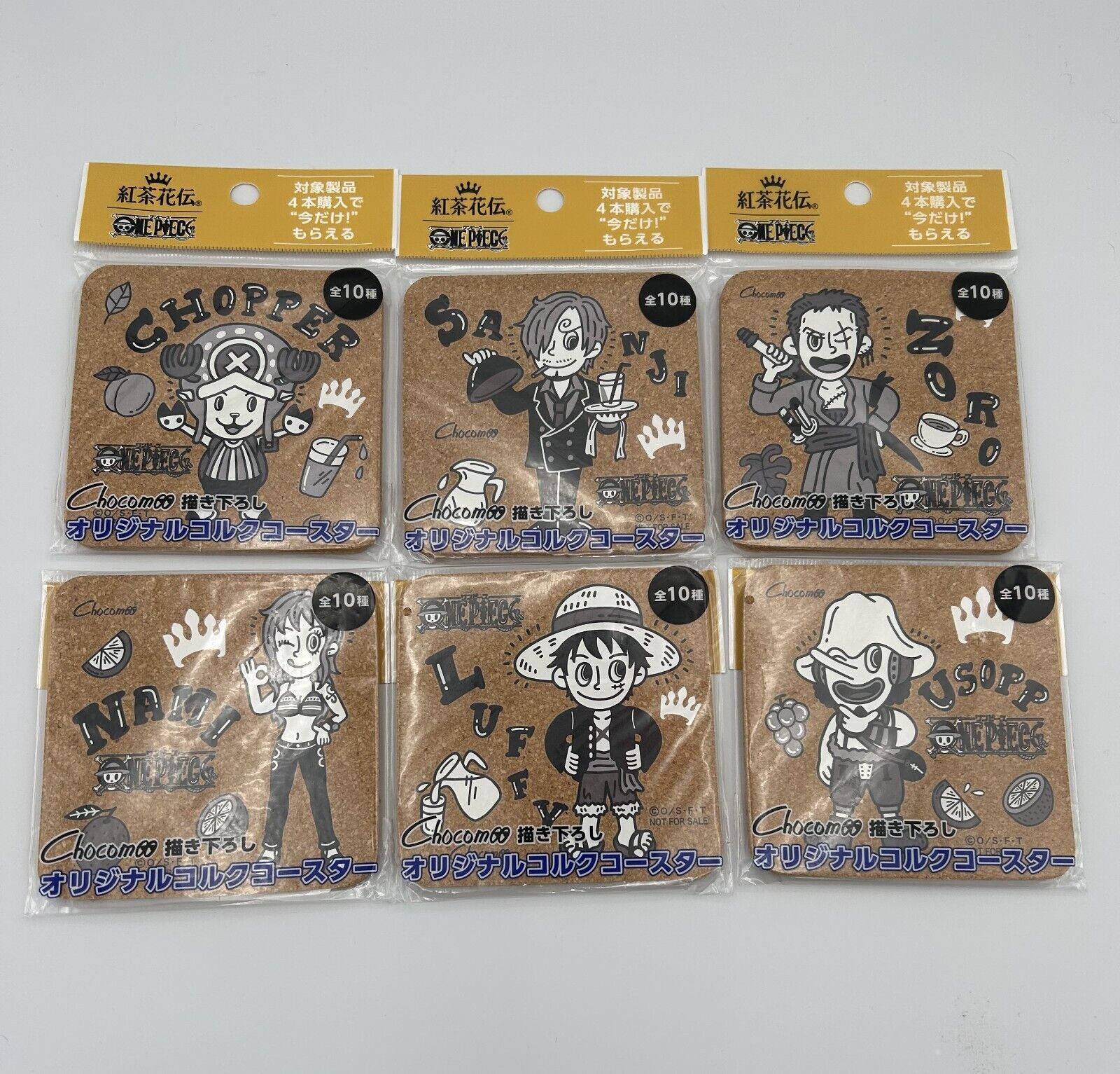 One Piece × Kocha-Kaden New World Luffy & First Five Nakama Cork Coasters Set