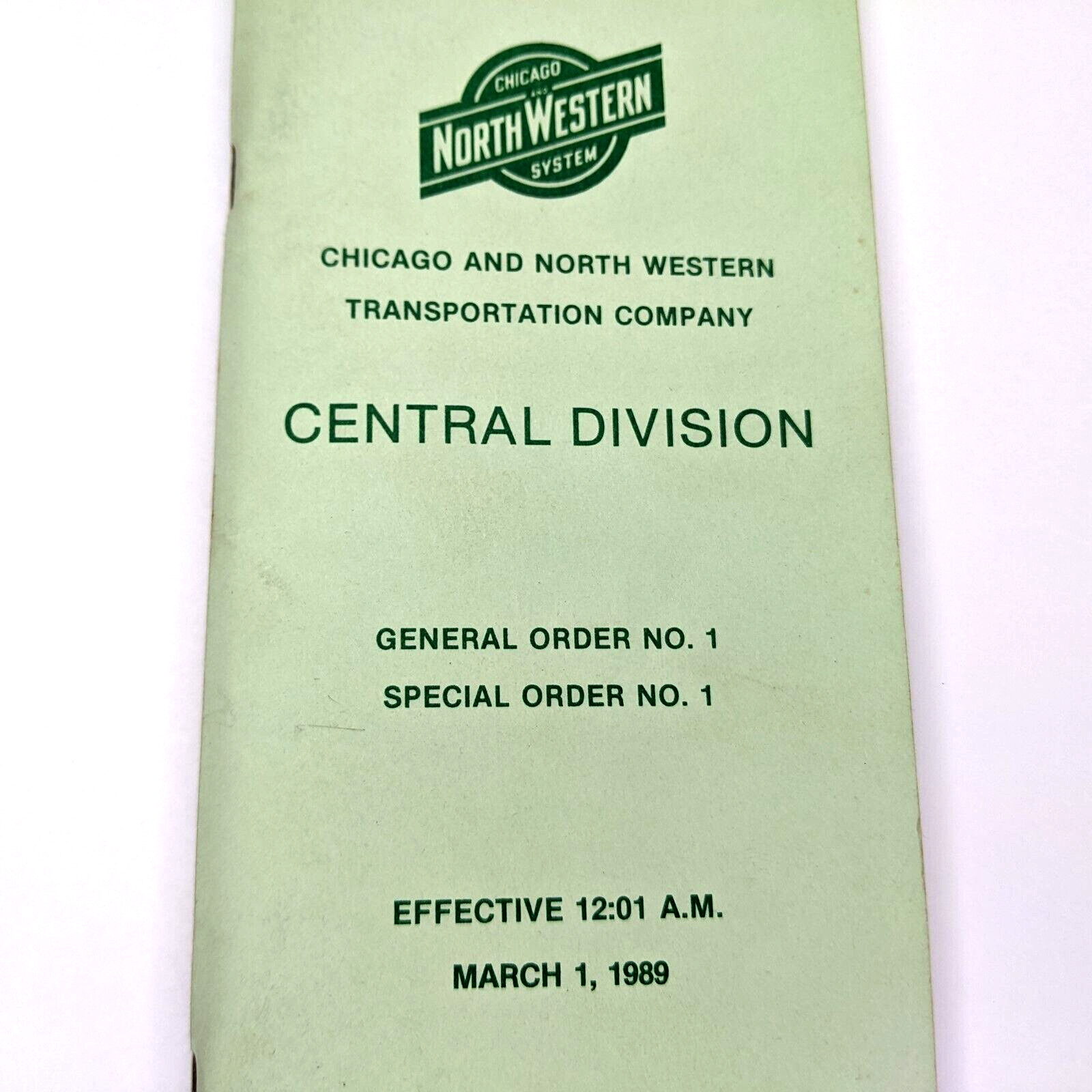 1989 Chicago North Western Railway Iowa General Order No 1 Employee Booklet 4P