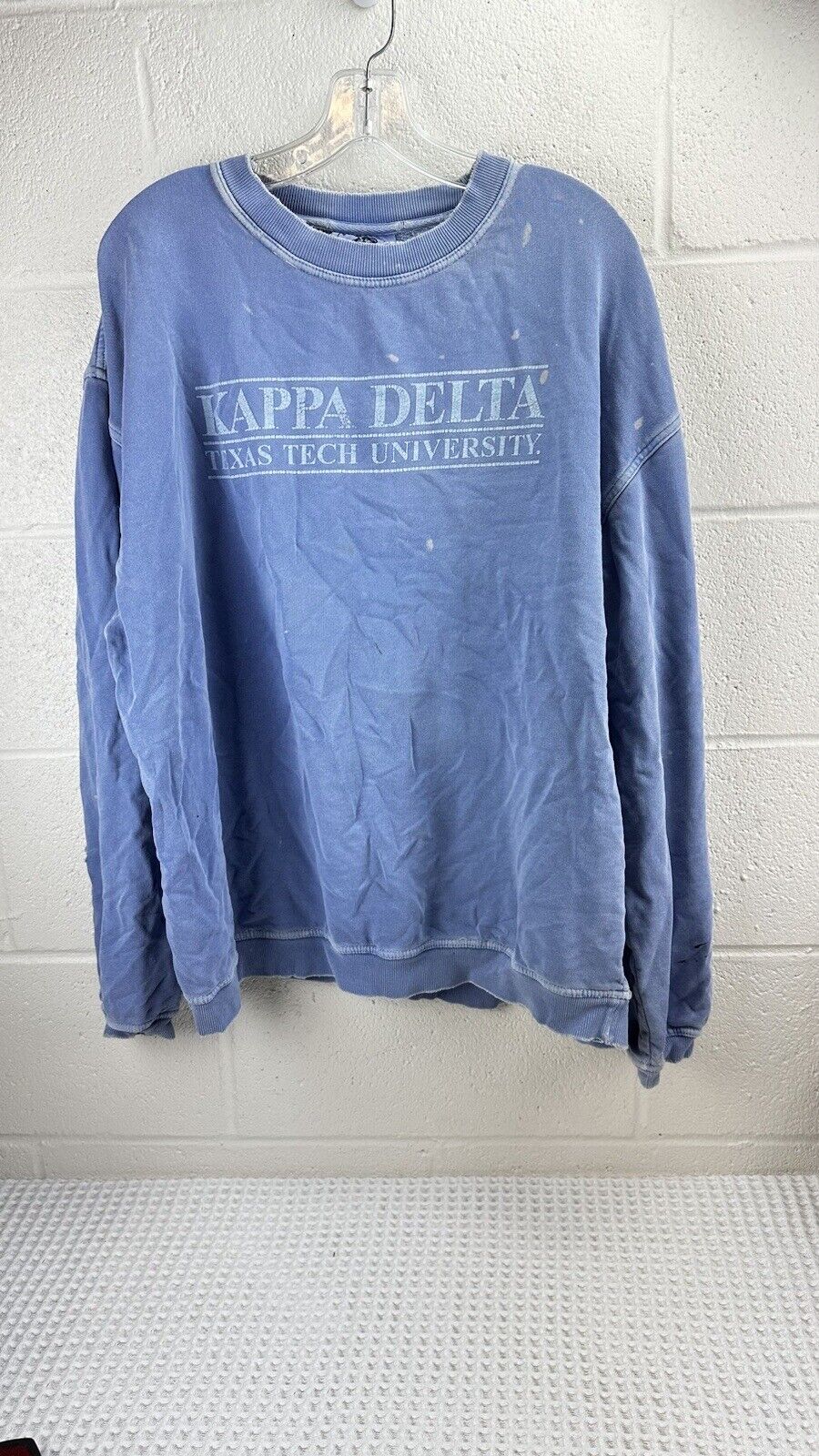 kappa delta texas tech sweatshirt Distressed Size XL, Light Blue