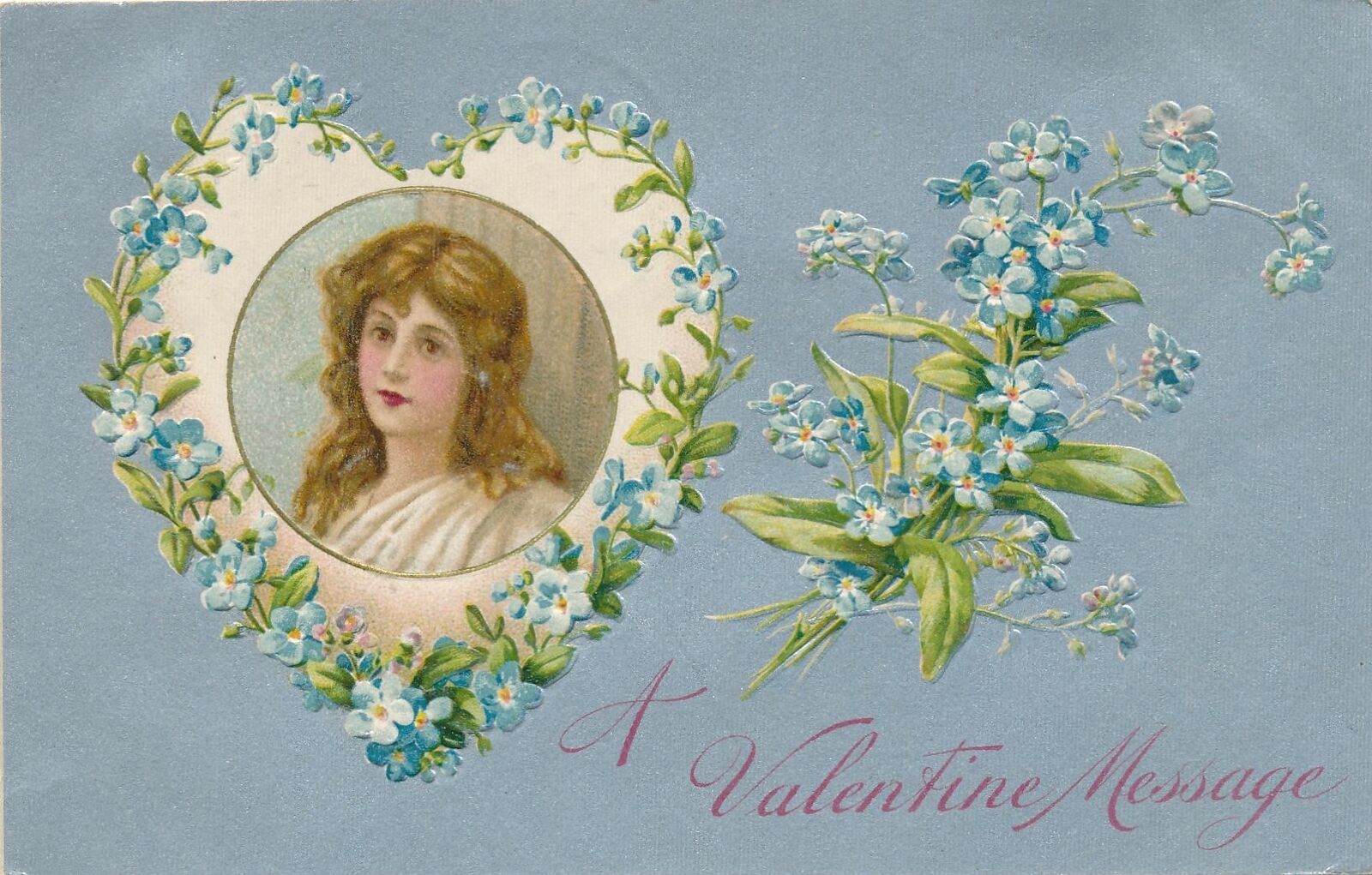 VALENTINE'S DAY - Girl In Flower Heart A Valentine Message - 1909