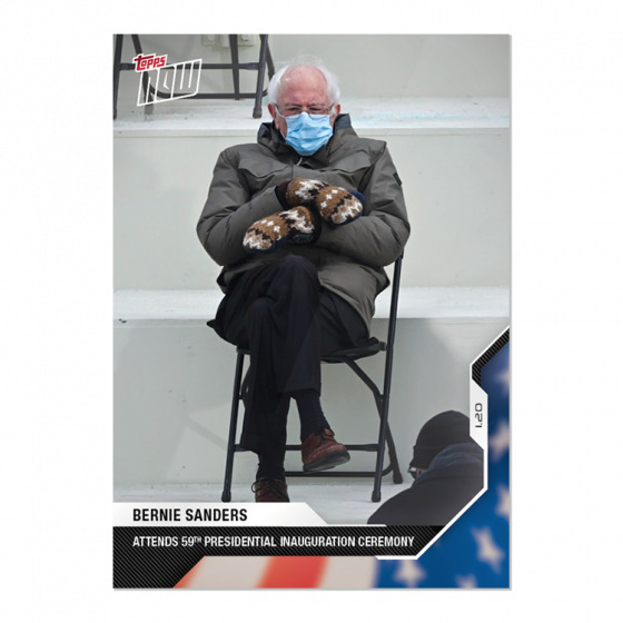 Bernie Sanders 2020 USA Election Topps Now Card #21 Attends Inauguration Mittens