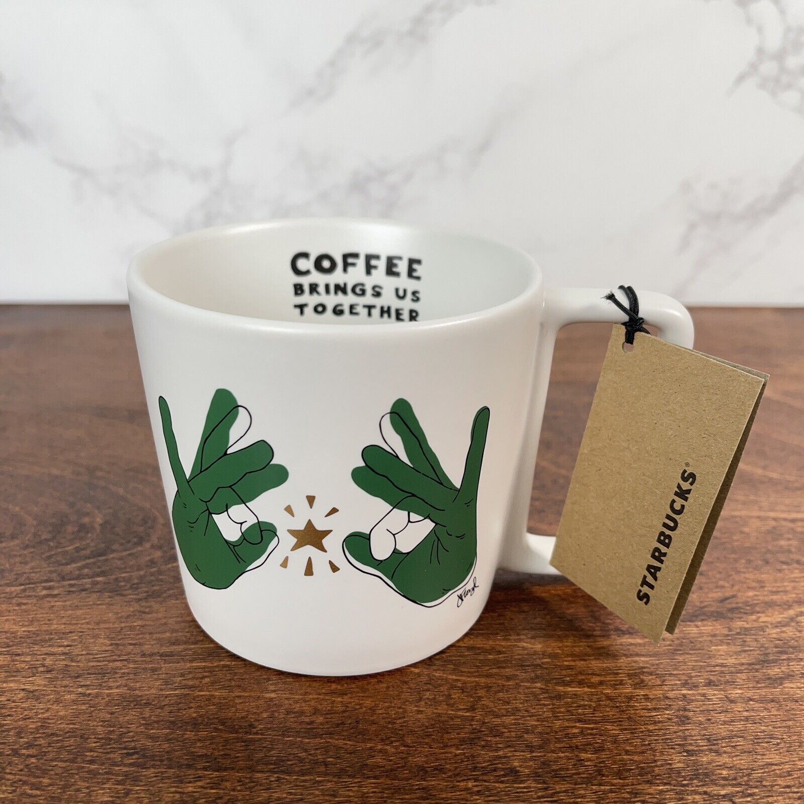 NEW Starbucks ASL Deaf Sign Language Coffee Mug Limited Edition Cup Mug 20019