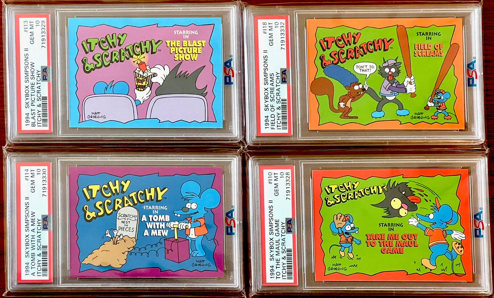 SSP POP 1 PSA 10 Itchy & Scratchy 1994 Skybox The Simpsons Horizontal Lot of (4)