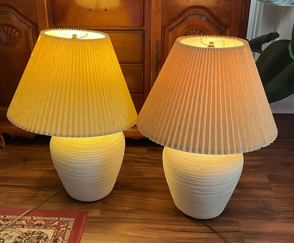 VTG  1975 S+MIND Table Lamp Ivory Color Interiors Style Set Of 2