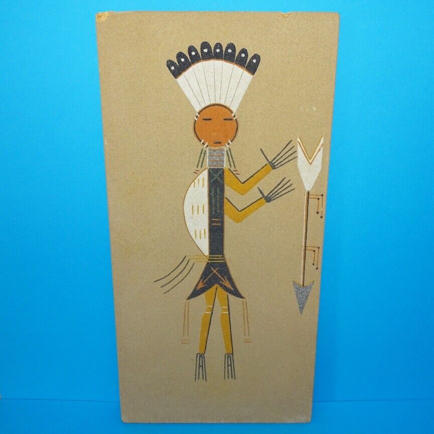 Navajo YEI Sand Painting Signed David V. Lee 8x16 Native American Wall Art Decor