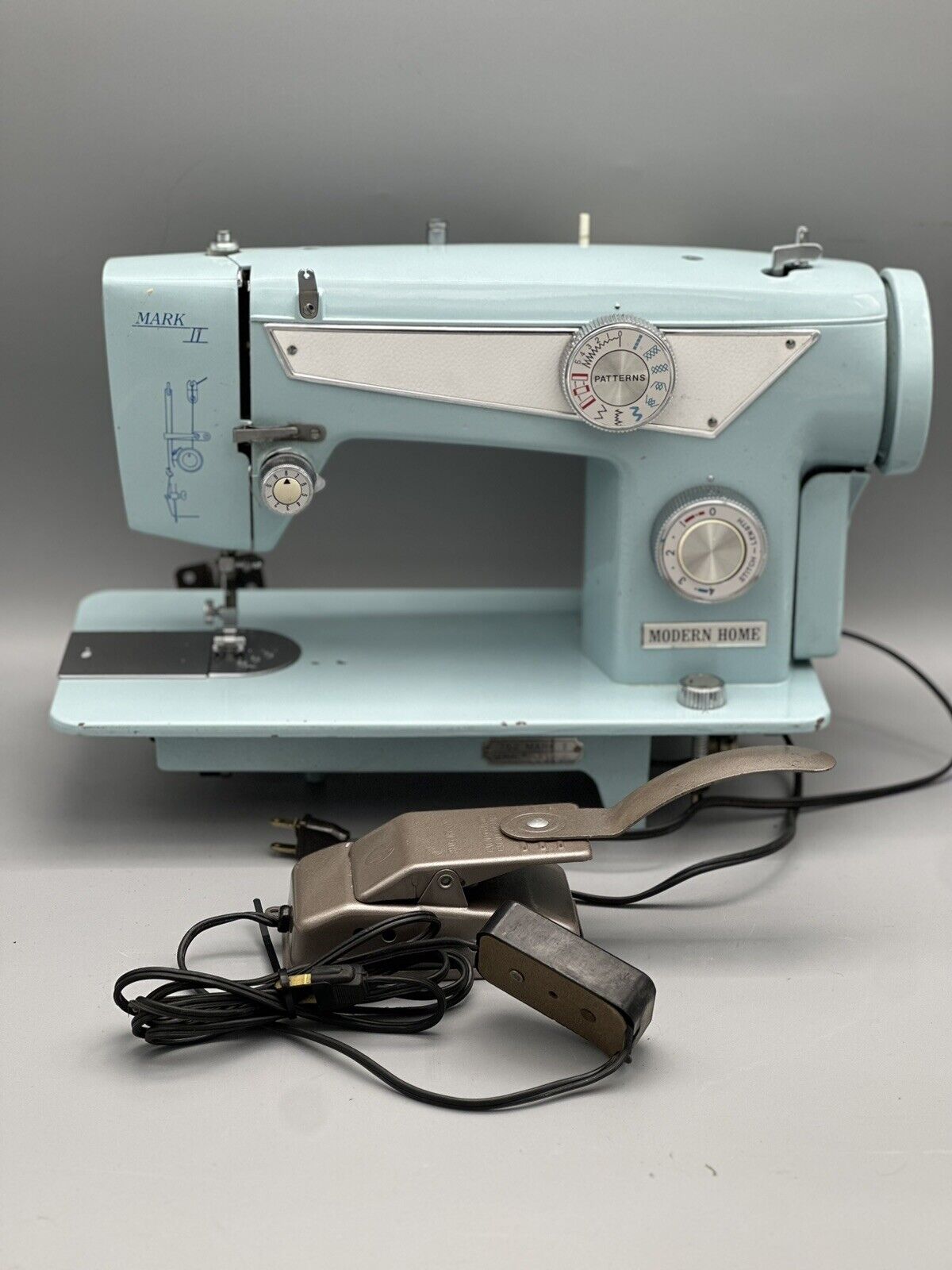 Vintage Modern Home Sewing Machine Teal Retro 50's MCM Baby Blue Japan