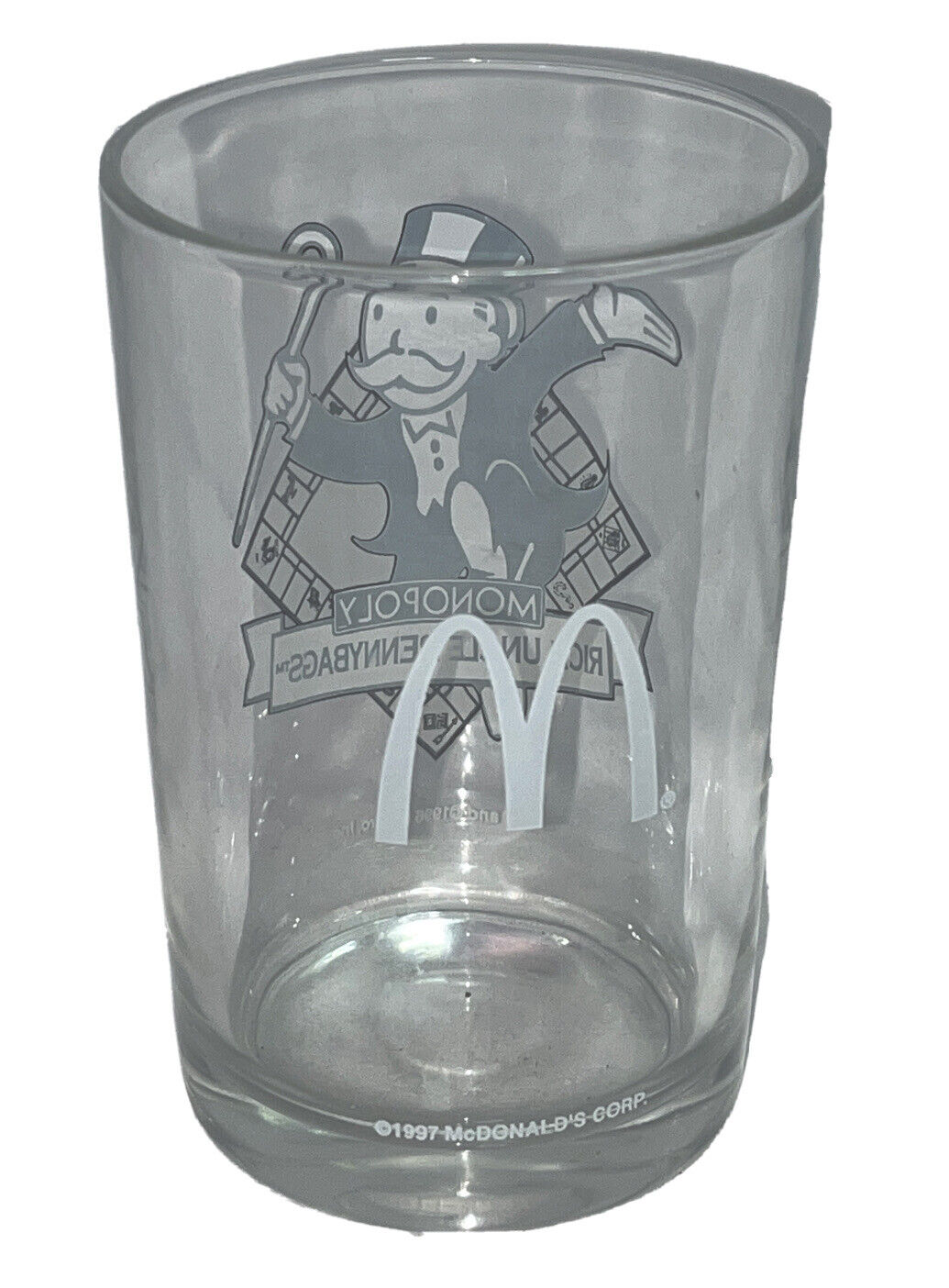 Vintage 1996-97 McDonald’s Monopoly-Glass Cup Rich Uncle Pennybags Glass-Collect