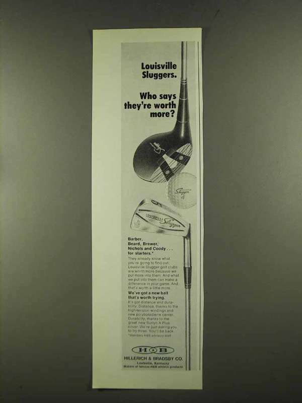 1972 Hillerich & Bradsby Louisville Slugger Golf Clubs Ad