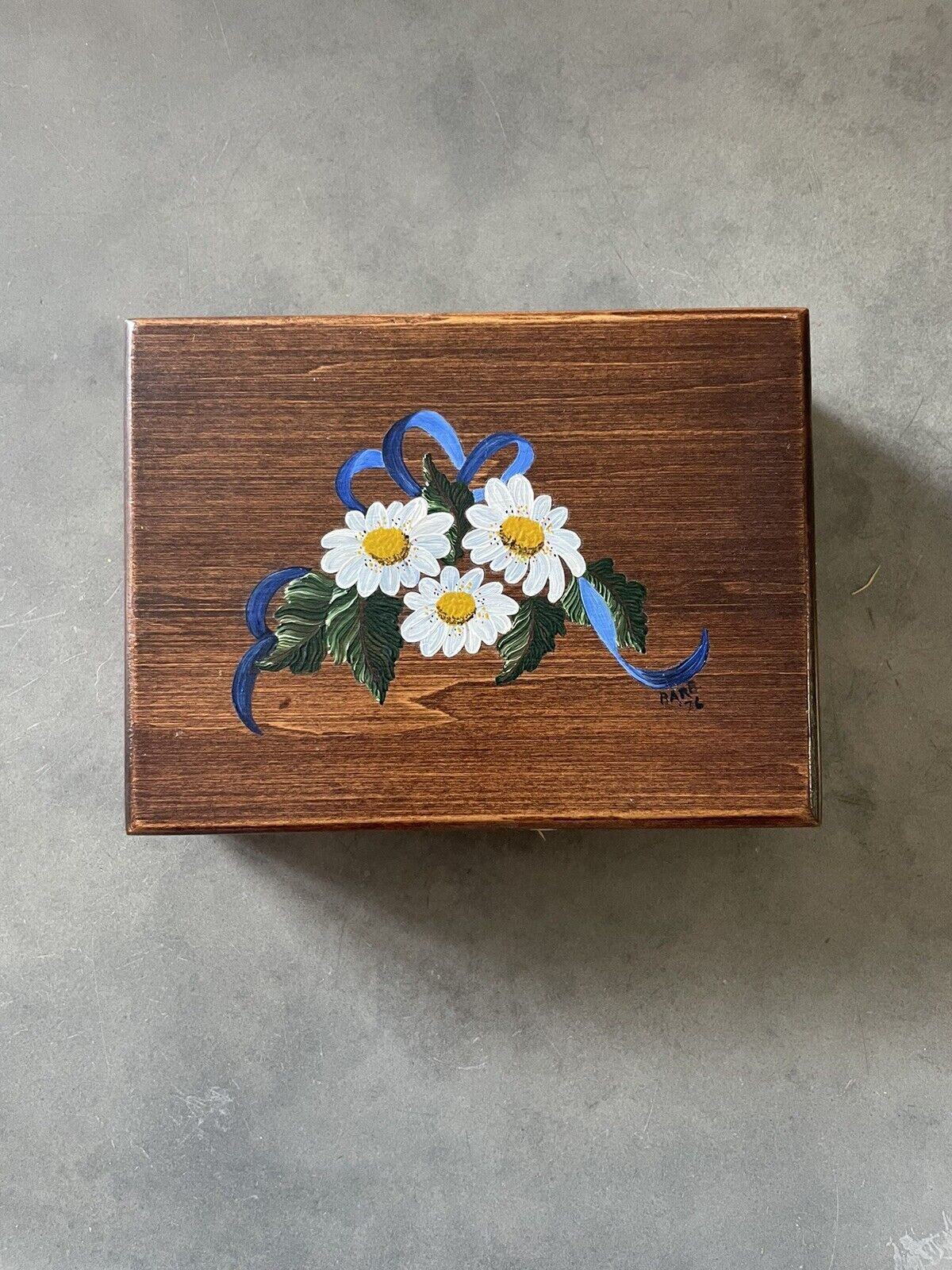 1976 Hand painted wooden Jewelry Box