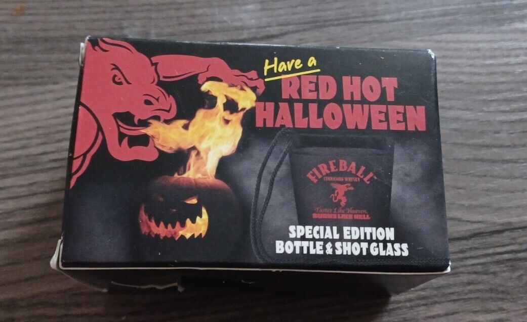 Fireball Cinnamon Whisky Black Plastic Shot Glass Halloween LIMITED NEW