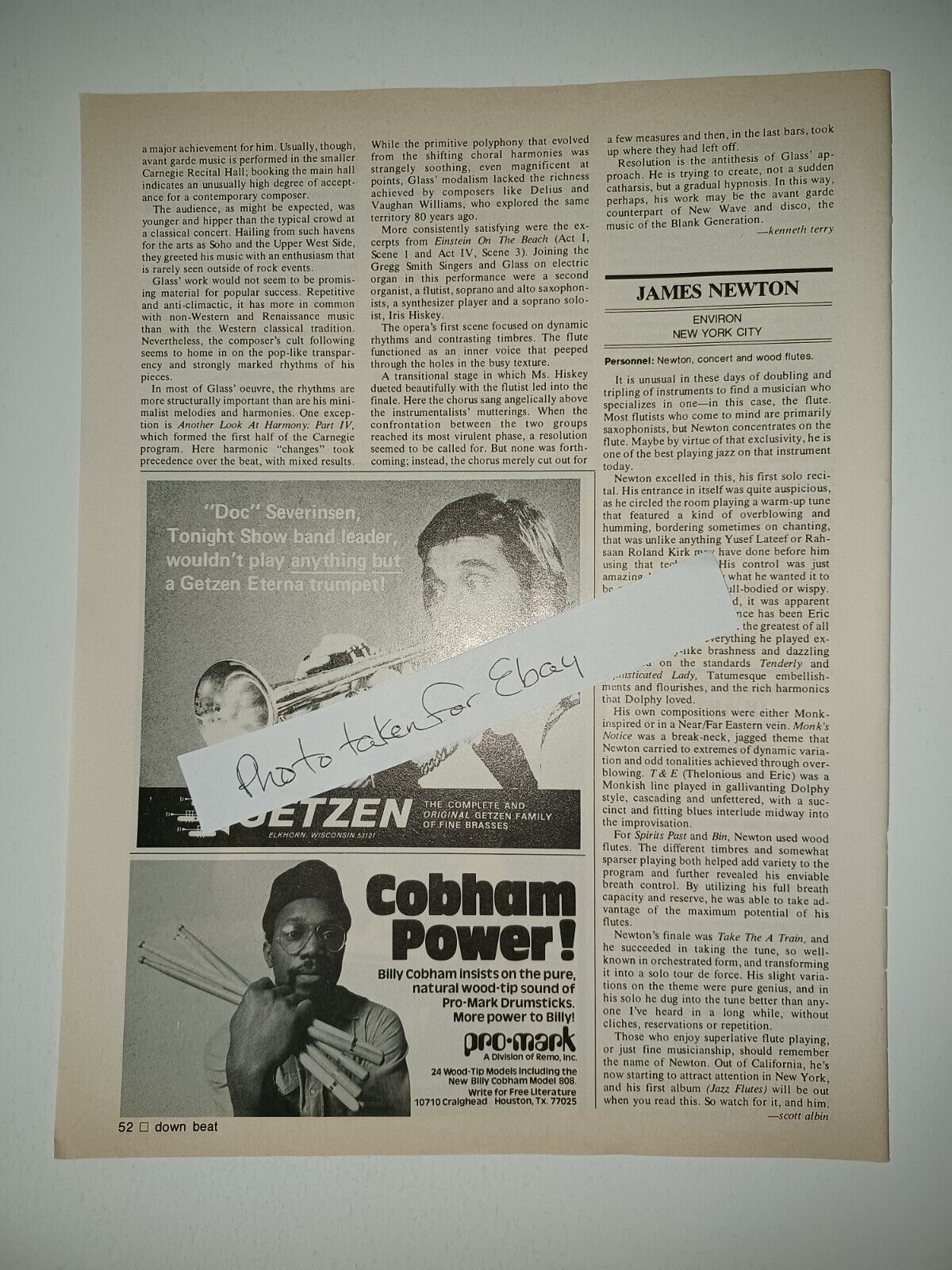 Doc Severinsen Getzen Eterna trumpet Vintage 8x11 Magazine Ad