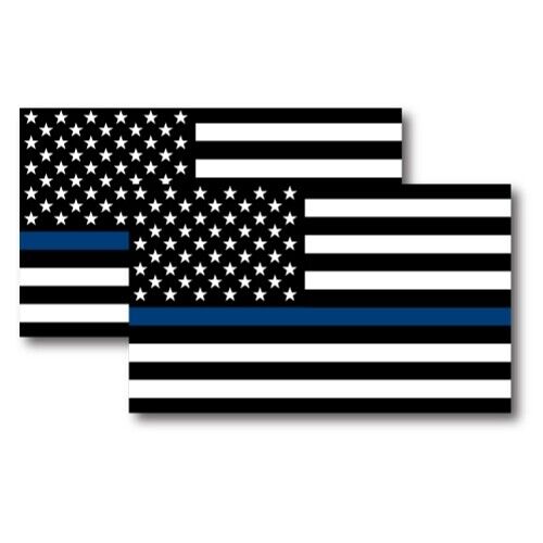 Thin Blue Line American Flag Magnet Decal 3x5 Inches Automotive Magnet 2 Pack