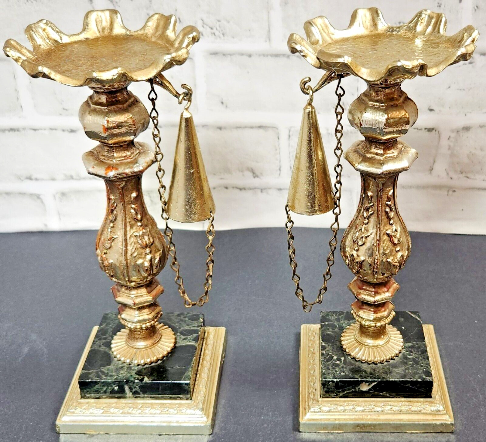 VTG Mid Century Candle Holders Snuffers Baroque Style Dilly Mfg Co Ornate /Italy