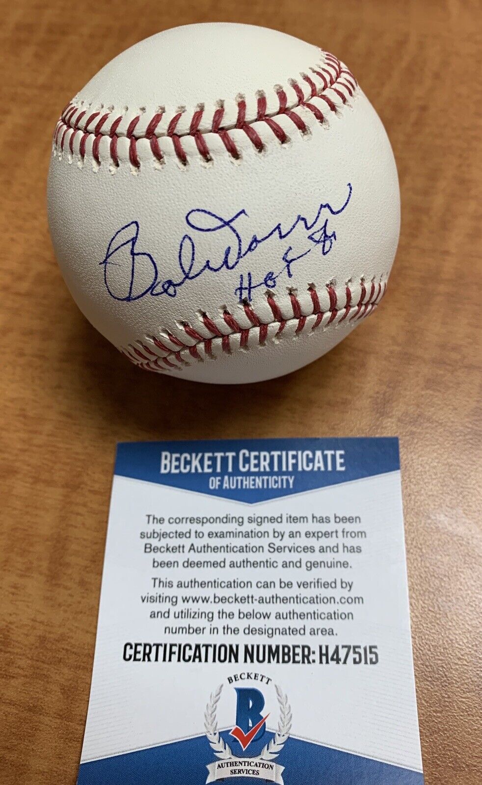 Bobby Doerr Boston Red Sox “HOF 86” Signed Official MLB Baseball Beckett