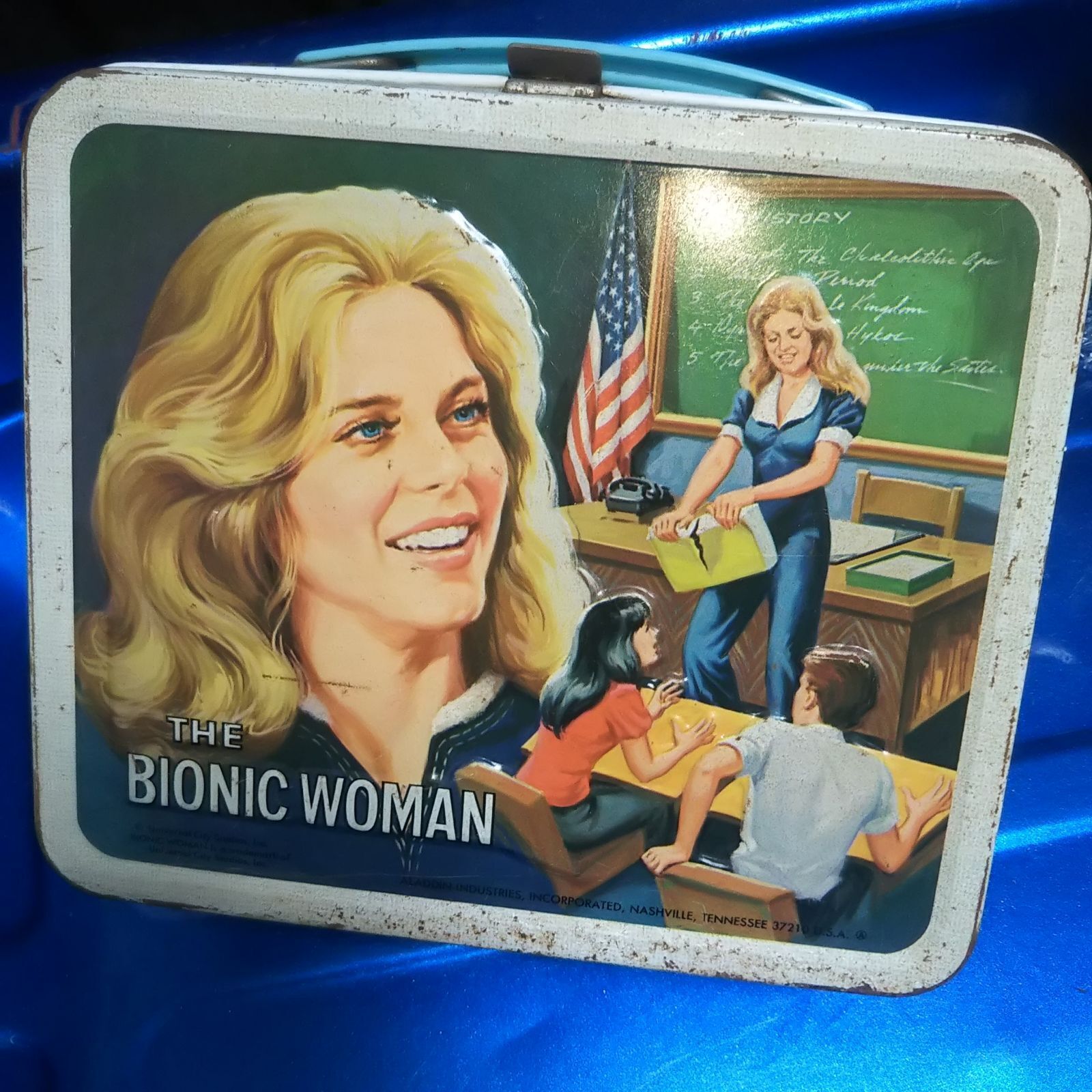 The Bionic Woman Metal Lunch Box Thermos From 1978 Lindsay Wagner Vintage NONH