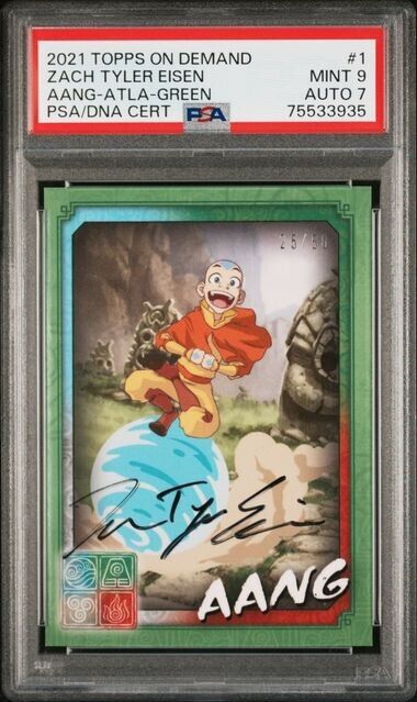 2021 Topps Aang #1 PSA Avatar signed auto by the voice actor Zach Tyler Eisen