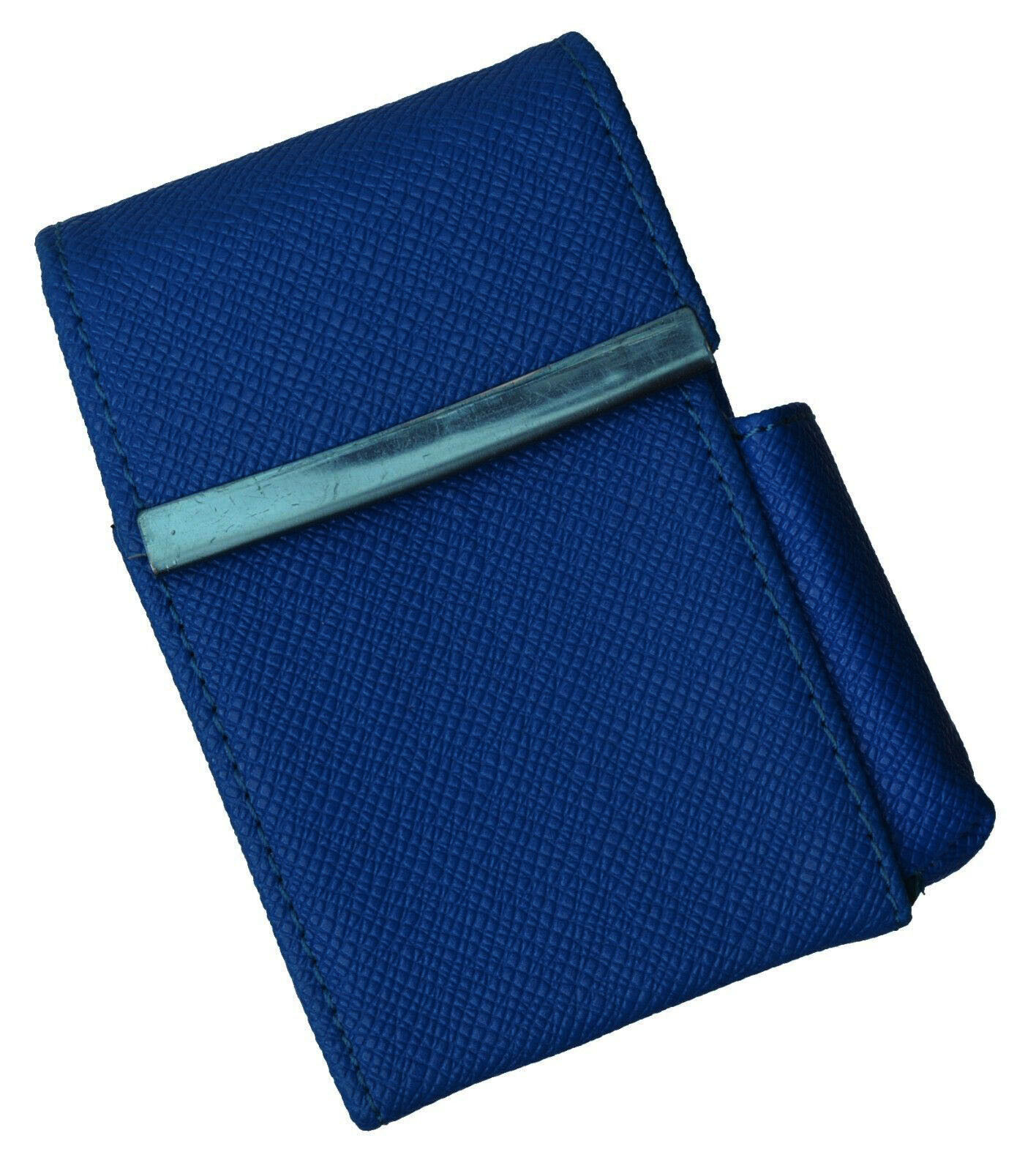  Blue Cigarette Leather Hard Case Lighter Pouch Clip Top Regular 100\'s Holder