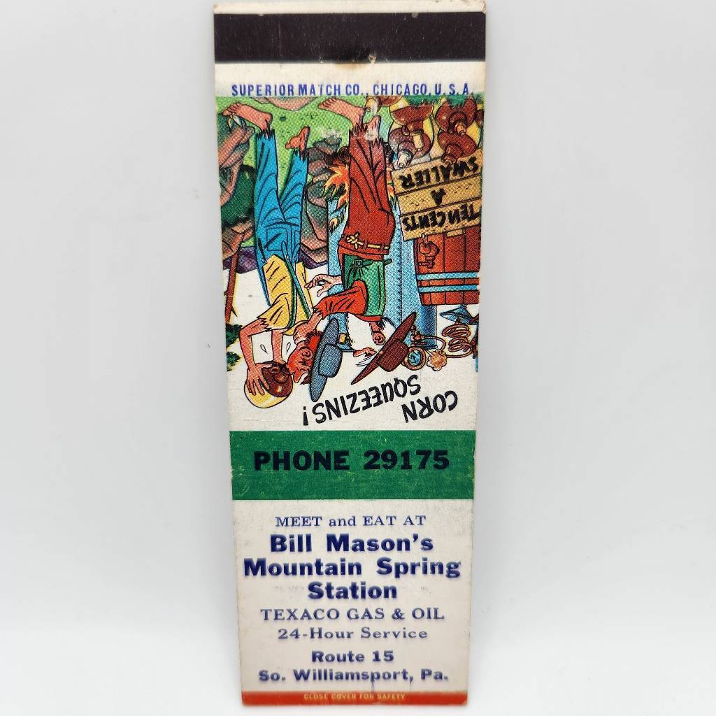 Vintage Matchbook Bill Mason\'s Mountain Spring Station Texaco S. Williamsport Pe