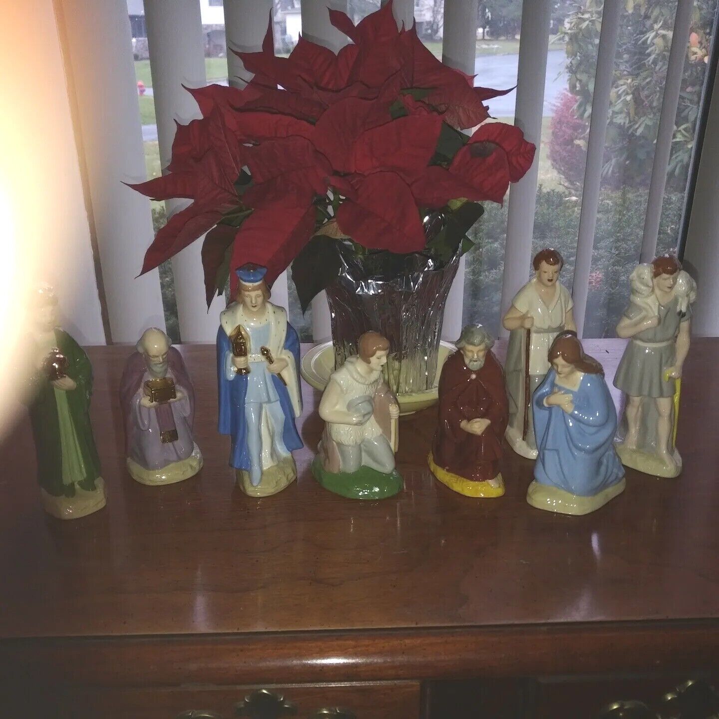 Vintage Painted Porcelain Nativity Set Mary Joseph Wise Men Shepherds