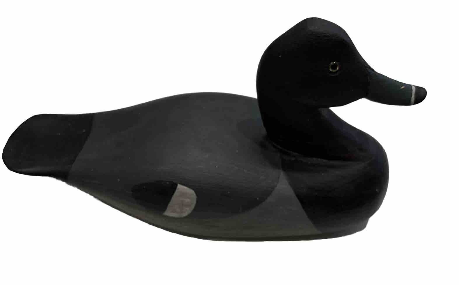 Vintage William Moseley Wooden Duck Decoy Signed WM Black Grey