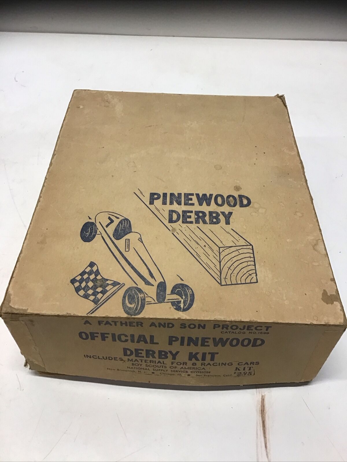 1960 Boy Scouts Official Pinewood Derby Kit For 8 Cars In Original Box Cat. 1699